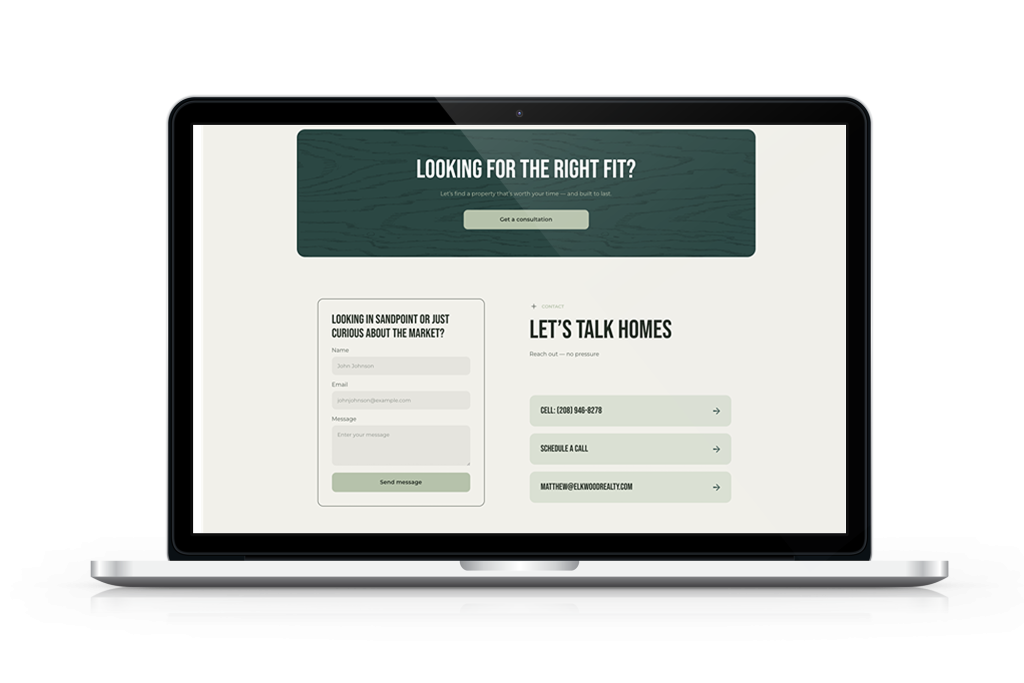 Elkwood Realty homepage design